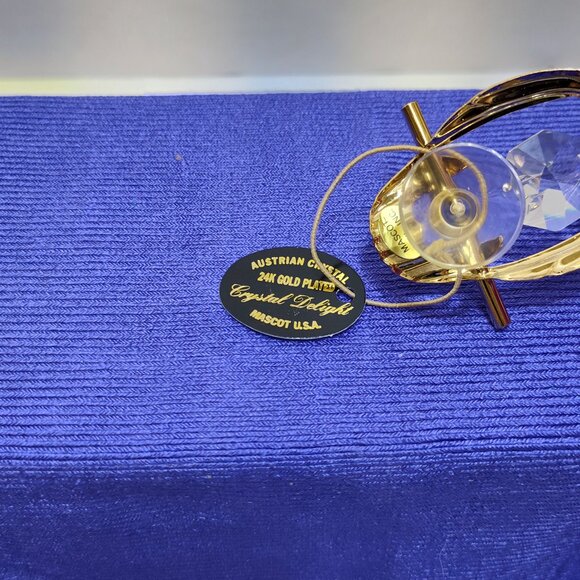 Crystal Delight 24K Gold Plated Owl Suncatcher Austrian Crystals Suction Cup VTG - Picture 7 of 8